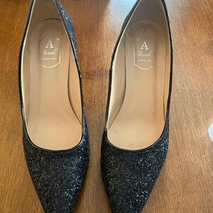 Abrand Women's Black Sparkle Heels